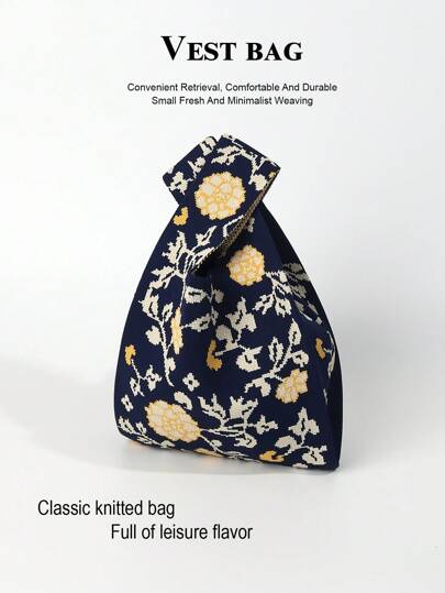 حقيبة كروشيه زهرية قابلة للطي خفيفة الوزن، حقيبة كتف، أنيقة وعصرية بأسلوب بوهيمي للنساء ل- الكلية/العطلات