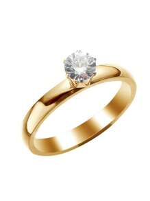 Gold Plated Solitaire Ring Zirconia Stone Diamond Shape 4mm Steel / Silver Plated Solitaire - 金色 - 查看 3