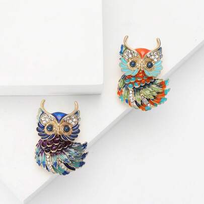 1pc Cute Alloy Owl Brooch Versatile Women Cardigan/Suit Decor Pin