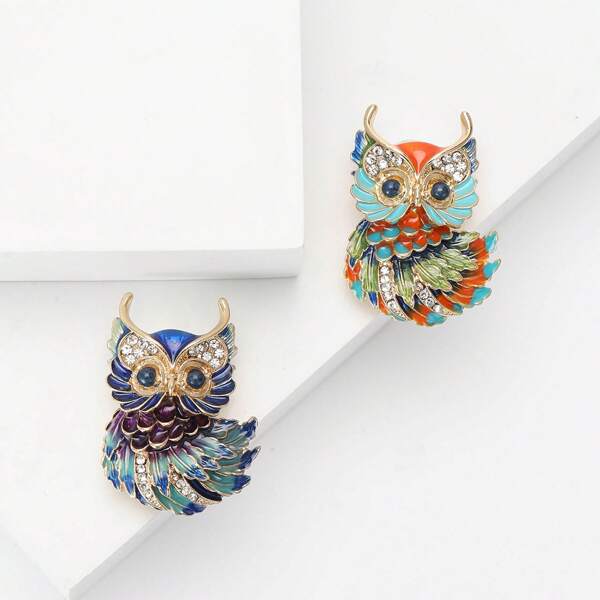 1pc Cute Alloy Owl Brooch Versatile Women Cardigan/Suit Decor Pin