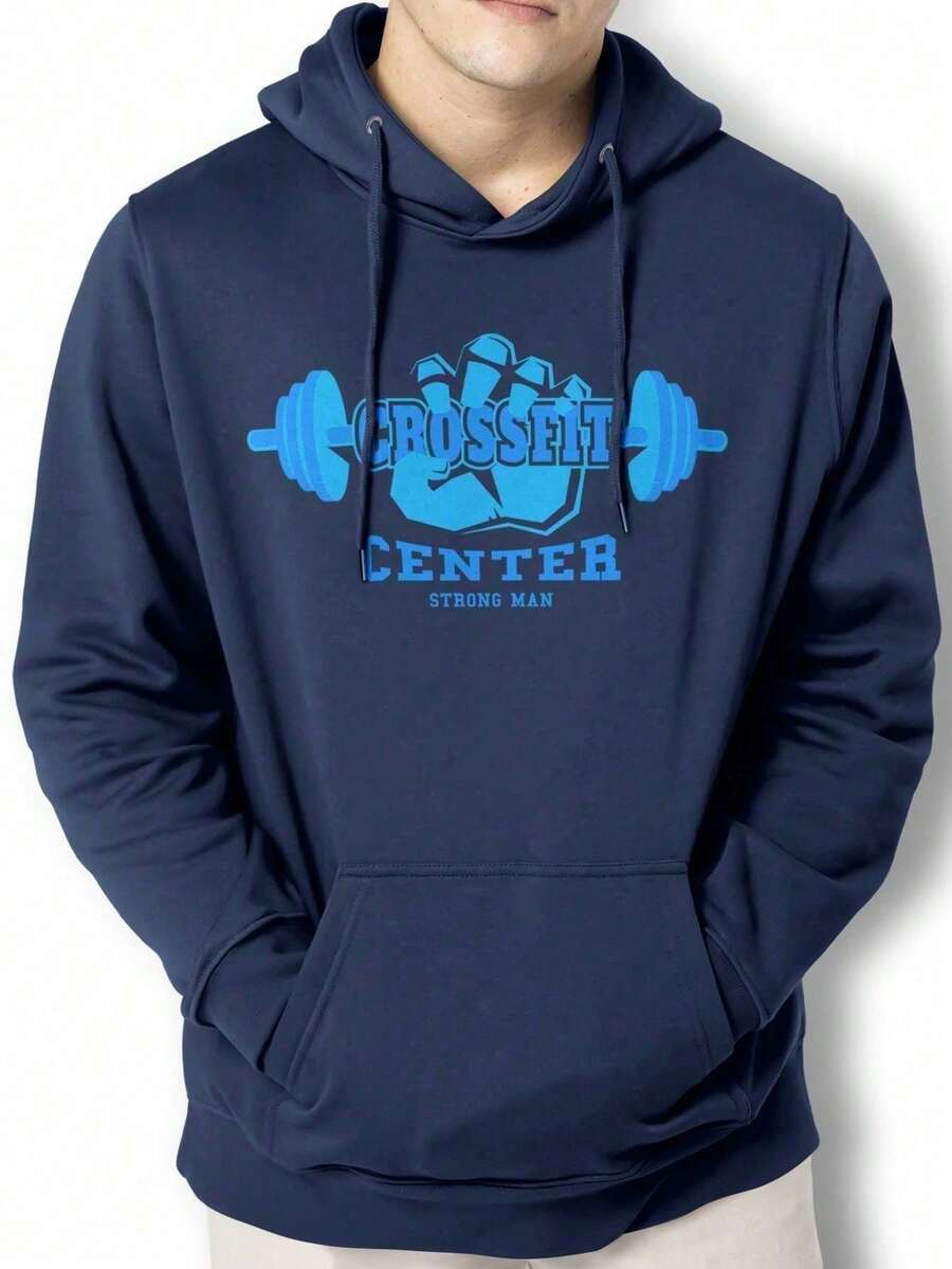 Crossfit Center Sweatshirt Kangaroo Blouse IZPJ1 - 藏蓝色 - 查看 1