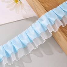4cm Double Layered Pleated Polyester Sheer Organza Clothing Accessory Skirt Hem Sleeve Cuff DIY Dress Frame Lace Flower Edge