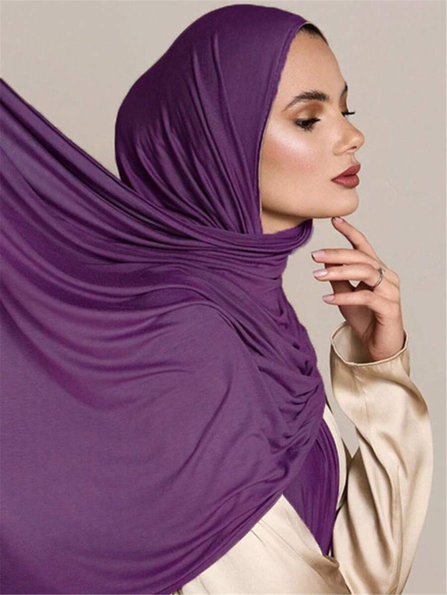 1pc Women Hijab New Style Large Size Jersey Hijab Shawl Soft Turban Casual Abaya Accessories Solid Color Women Scarf Headband Women Veil