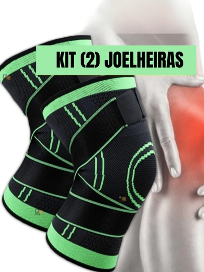 Kit com 2 joelheiras de compressão estabilizadora de tensão com alívio da dor no joelho 360° para uso ao ar livre, esporte, viagem, doméstico, escritório, escola