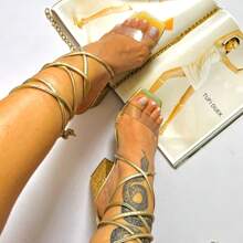 Women's Glitter Shine Gold Heel Sandal - 9cm - 金色 - 查看 4