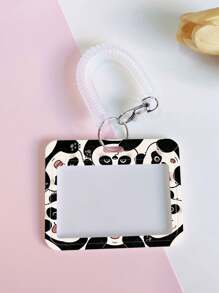 1PC Horizontal Card Holder Ins Creative Cartoon Student Campus Card Holder Spring String Retractable Stretchy String Lunch Card Bus Card Subway Card Work ID Card Holder
