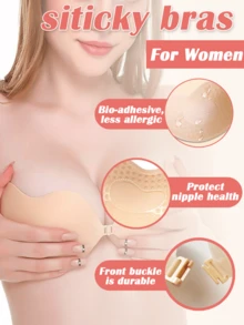 1 对芒果形硅胶乳头贴粘性胸罩，女士肤色隐形胸罩聚拢乳房贴片防凸起提升乳头贴片，性感隐形胸罩，内衣乳头贴，女士胸罩，隐形聚拢胸罩露背无肩带胸罩无缝前扣胸罩内衣女士自粘硅胶粘合剂 - 彩色 - 查看 8