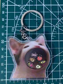 1个贪吃猫钥匙扣 - 亚克力香蕉猫挂件，适用于钱包和汽车，可爱动物造型钥匙扣，完美的生日礼物，适合送给女性，卡通动物汽车饰品，哥特风Y2K包挂绳带证件夹，汽车饰品包挂件，圣诞礼物，送给母亲、父亲、毕业生和老师 - 彩色 - 查看 11
