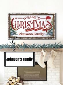 1Pc Personalized Welcome To , Custom Family Name Canvas Sign, Rustic Winter Holiday Seasonal Decor, Farmhouse Decor, No Frame, Retro Xmas Gift, Valentine Day, Valentine Day Decor Gifts Birthday Graduation Home Decor Christmas Decorations Room Decor Christmas,Christmas Gift Supplies - No Frame - View 6
