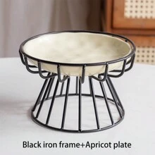 shuo ni mao yi Ceramic Pet Bowl  Cat Food Bowl High Foot Iron Frame Anti Knock Neck Protection Cat Bowl  Cat Food Bowl  Kitten Plate Wholesale