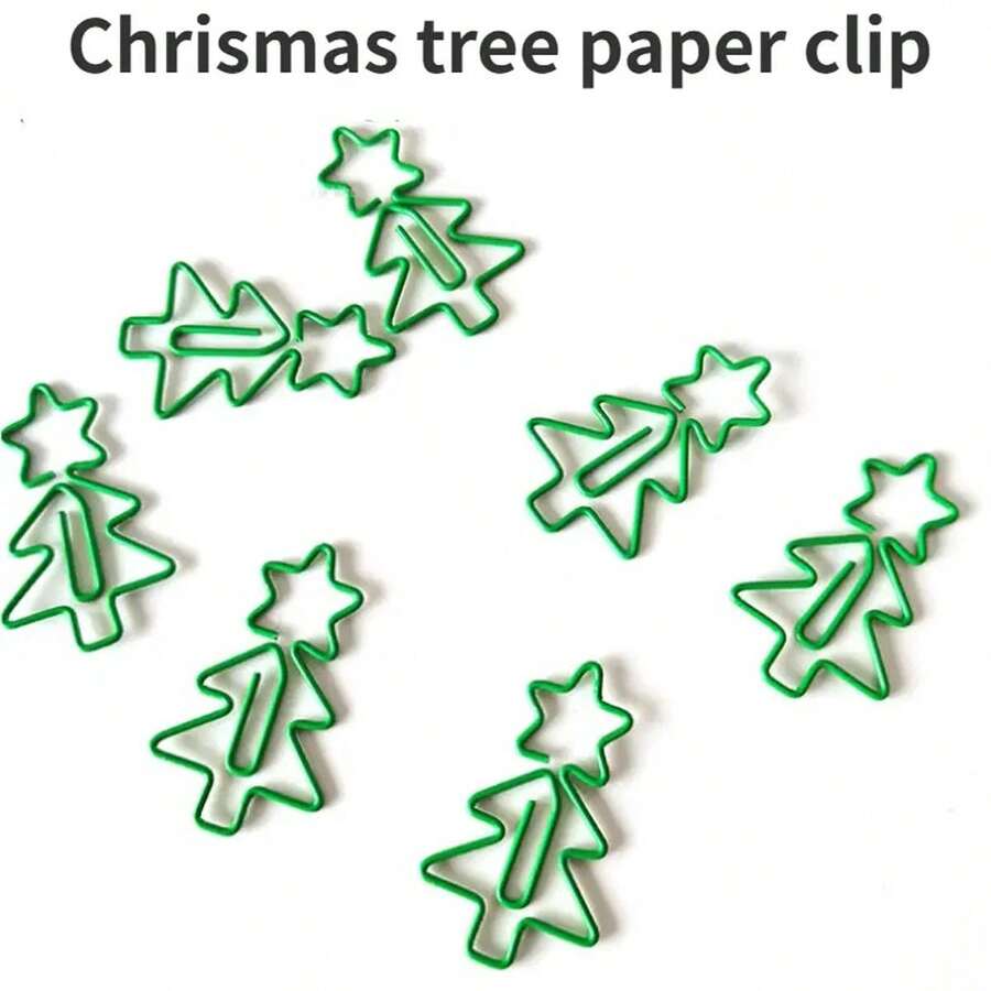 10pcs/20pcs/30pcs Metal Paper Clips Christmas Tree Bookmarks For Office