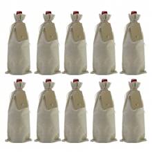 10 Pcs Burlap Wine Bag Gift Bottle Bag, DIY Wine Bottle Gift Bag, Reusable Christmas, Wedding, Birthday, Party Decoration Bottle Cap, Safety Bottle Cap, Travel Car Cruise Protection, Luggage Protection Bag,Christmas Gifts,Merry Christmas
