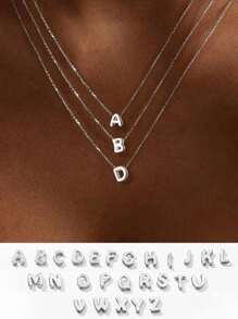 S925 Sterling Silver 26 Chữ Cái Tiếng Anh Vòng Cổ Nữ Xương Đòn Dây Chuyền Vòng Cổ Mặt Dây Chuyền - Bạc - Xem 2