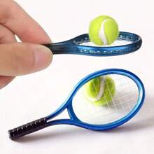 1-2 套创意娃娃网球拍套装玩具，迷你球拍，仿网球配件，娃娃屋配件，运动器材套装，节日道具礼物，木制娃娃屋，Sylvanian Families，网球 - 多色 - 查看 1