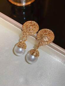 زوج أنيق من الأقراط المعدنية المطلية بالذهب على الطراز البوهيمي، مناسب للاستخدام اليومي والمناسبات للنساء، هدية إكسسوار مجوهرات - حلق الاذن - مشاهدة 2