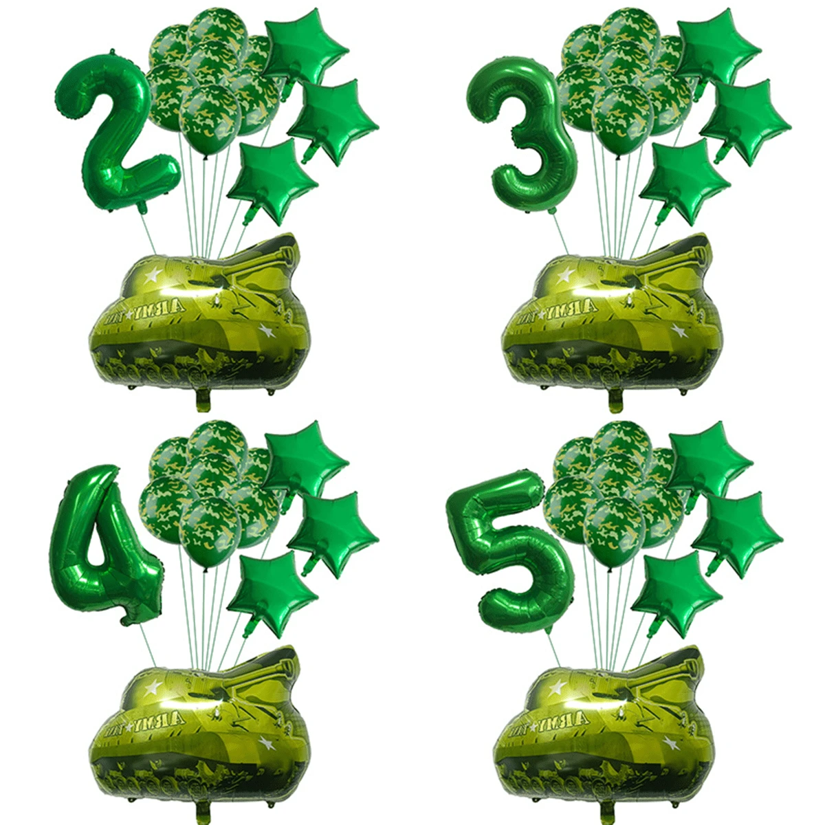 Globo de aluminio de 32 pulgadas con tema militar de camuflaje de campo para decoración de fiesta de cumpleaños, figuras - multicolor - Ver 1