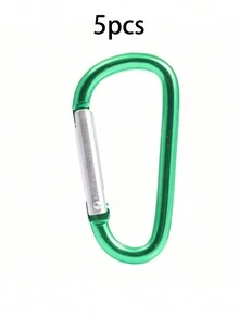 5pcs/Random Color Durable Aluminum Alloy Keychain Hooks With Heavy Duty D-Ring And Safety Spring Gate, Suitable For Hiking, Camping, Fishing And Outdoor Activities - Multicolor - View 3