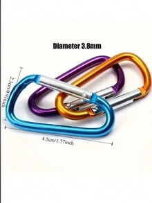 5pcs/Random Color Durable Aluminum Alloy Keychain Hooks With Heavy Duty D-Ring And Safety Spring Gate, Suitable For Hiking, Camping, Fishing And Outdoor Activities - Multicolor - View 2