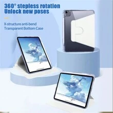360° 旋转保护壳适用于 iPad 保护壳 Air 1 2 3 4 5 Pro 11 6 7 8 9 代保护壳带笔架折叠支架亚克力透明 - 白色 - 查看 31