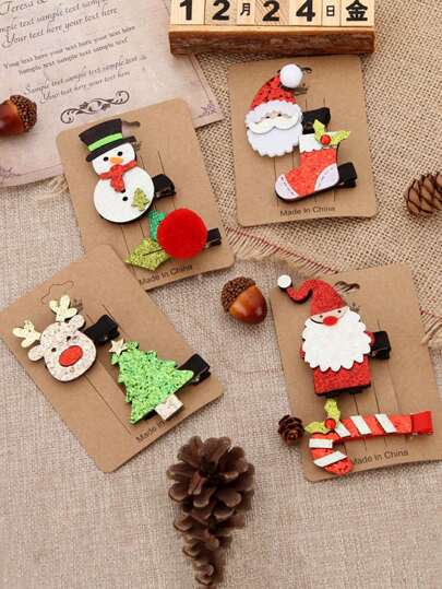 圣诞装饰 2 件圣诞组合发夹，可爱拍照装饰头饰，适合家庭节日聚会和派对礼物