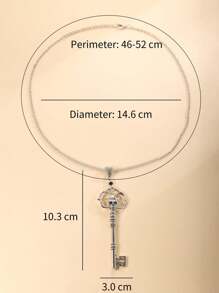 1 件哥特式骷髅设计金属吊坠项链，适合派对服装配饰，男女通用 - 復古銀色 - 查看 4