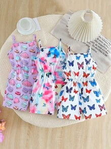 Tween Girl 3pcs/Set Stylish & Casual Allover Flowers/Dessert Cami For Spring & Summer - Multicolor - View 2