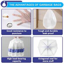 30L Bin Bags Kitchen Bin Liners White Tall Strong Pedal Bin Trash Liners Rubbish Bags Garbage Bags Large Waste Bags, Clear,40 Counts - White - View 5