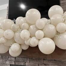 15/45/100PCS 5/10/12inch Sand White Balloons Latex Balloons Helium Balloons For Birthday Graduation Shower Wedding Holiday Party Decoration, White Ribbon,