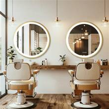LUVODI LED Bathroom Mirror Round Illuminated Wall Vanity Mirror With Aluminum Alloy Gold Frame Touch Switch Anti-Fog 3 Dimmable Lighting Color - US A Type Plug(110-127V) - View 8