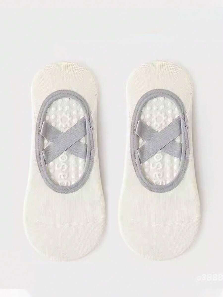 1 双普拉提防滑袜，女士普拉提防滑袜，粘性瑜伽分趾袜，带防滑功能，适合普拉提、瑜伽和跑步、健身房、秋季 - 白色 - 查看 1