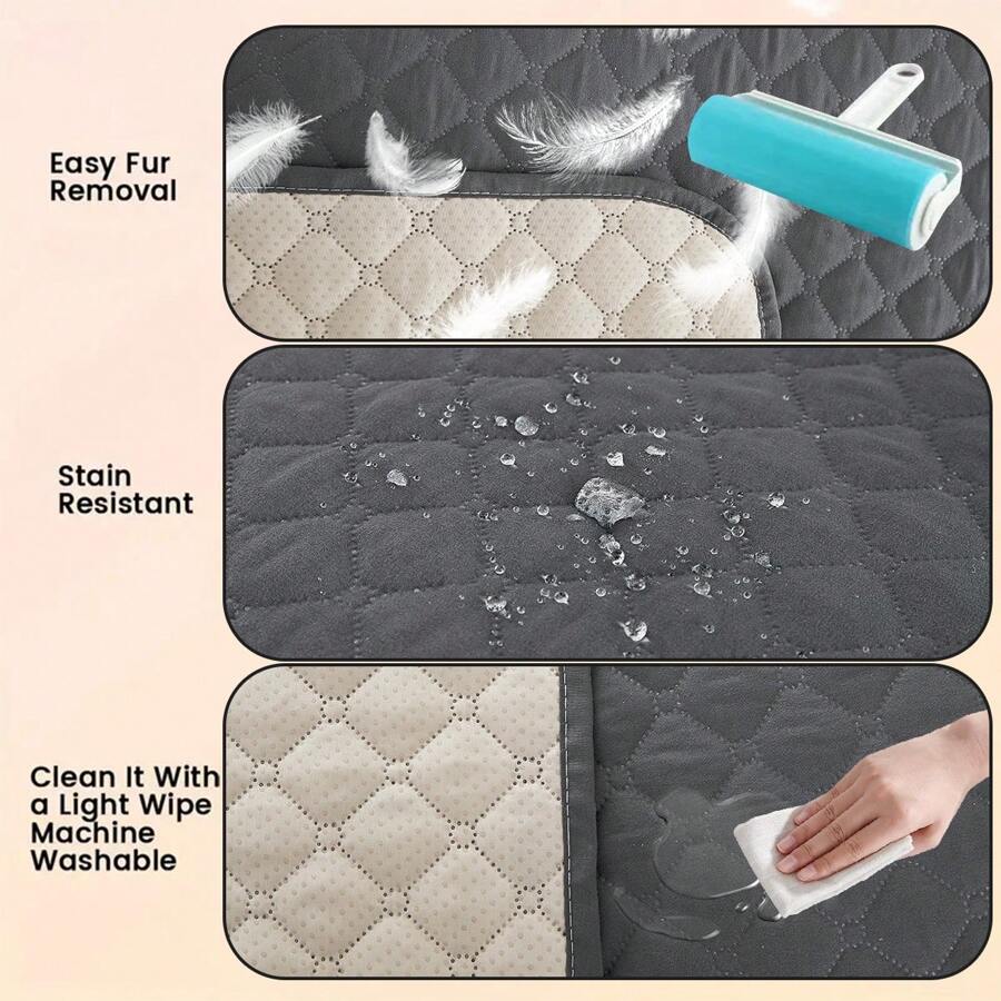 1pc Plain Plaid Waterproof AntiSlip Machine Washable Thin Pet Blanket