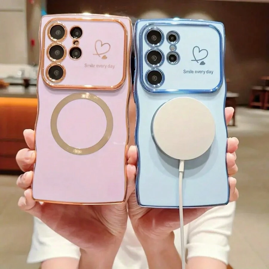 1 个 TPU 玫瑰金双心波浪手机壳带支架适用于 Apple iPhone 11/12/13/14/15/16 Pro/Pro Max、S22、S23、S24、Ultra、A14、A15、A24、A25、A34、A35、A54、A55 - 綠色 - 查看 1