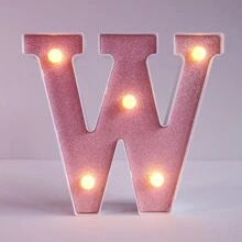 1pc Shiny Pink LED Letter Light, English Alphabet & Number Night Light, Battery Powered, Warm Glow, For Home Decor, Wall Decor, Kitchen Decor, Game Room Decor, Party Decor, Birthday Party, Outdoor Decor, Wedding Decor, Bedroom, Study, Graduation Party, Camping Decor