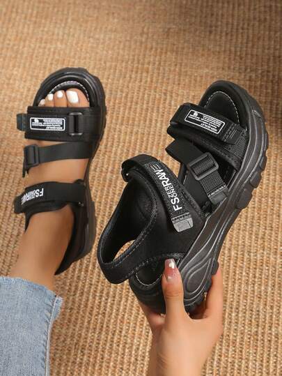 女士休闲舒适厚底坡跟凉鞋、运动沙滩拖鞋