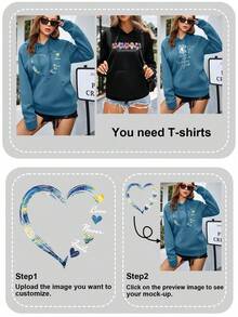 Women's Customized Graphic Print Sweatshirt - Dusty Blue - View 4