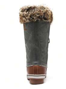 Women's Mid Calf WaterProof Winter Snow Boots Warm Holiday Christmas Outdoor Black Boots - Cà phê nâu - Xem 5