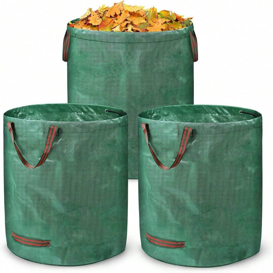 VA-Cerulean Garden Waste Bags 272L, 2 Pieces / 3 Pieces, Garden Bags For Green Waste With Handles, Leaf Bags Polypropylene Fabric 150g/M², Green Waste Bags Foldable, Stable, Waterproof, UV-Resistant - 3 Pieces - View 1