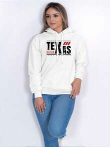 Women's Sweatshirt Cold Weather Kangaroo Rodeo Texas Casual - 白色 - 查看 1