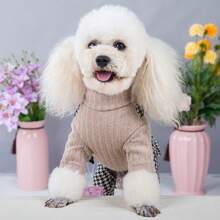 Vêtements pour animaux de compagnie, nouvelle tenue assortie salopette (combinaison avec robe à bretelles et pantalon), pied-de-poule classique, petit bouton en bois, convient aux petits chiens