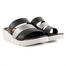Usaflex Women's Strappy Platform Clog ORIGINAL With INVOICE And WARRANTY - PRETO / PRATA - 查看 3
