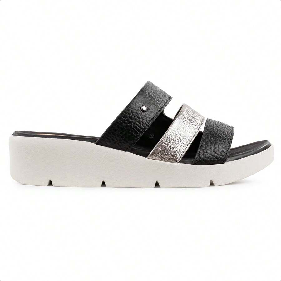 Usaflex Women's Strappy Platform Clog ORIGINAL With INVOICE And WARRANTY - PRETO / PRATA - 查看 1