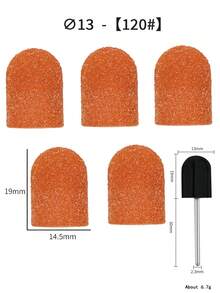 6 Stücke/Set hochwertige Schleifkappen mit Schwammrücken für Fußpflege, Maniküre Polieren & Hühneraugenentfernung - Gebrannte Orange - Übersicht 9