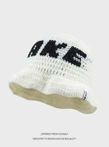 1pc  Street Hip-Hop Red Fisherman Beanie Knit Hat With CAKE Letter, Female Warm Headband Hat Handmade Crochet Wave Edge Ruffle Hat,Autumn/Winter Cute,Men's Vintage Street Style Knitted Hat Fashion Cool Bucket Hat Autumn And Winter Fashion Hat