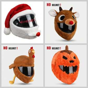 1 件万圣节南瓜摩托车头盔罩，或圣诞老人摩托车头盔罩，或火鸡头盔罩，驯鹿摩托车头盔罩，有趣的骑行和礼物（仅限罩。不包括头盔）
