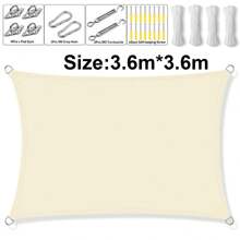 Shade Sail, Waterproof Garden Shelter 95% UV Blocking Sun Protection Awning, Canopy For Patio Garden Yard Backyard Camping Pool - Beige - View 11
