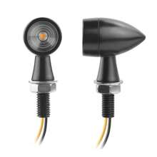 2PCS Mini Bullet Motorcycle Turn Signals - Waterproof LED Blinker Lights, 12V Universal Front And Rear Indicators For Harley, Dirt Bike, Cafe Racer, Cruiser - Amber Light - Black - View 7