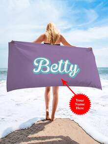 1 件定制文字沙滩巾，送给家人和朋友的礼物，吸水性强，适合游泳池、露营旅行，极其舒适 - 彩色 - 查看 7