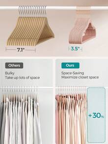 SONGMICS 50 Pack Coat Hangers, Velvet Hangers, Non-Slip Clothes Hangers, With Shoulder Notches, Trouser Bar, 360° Swivel Hook, Space-Saving, 16.9-Inch Long, For Closet, White,Black, Purple, Pink,Gray,Dovee Gray,Sand Beige,Pale Blue Forest Green,Spring,Minimalist,Summer Tops - 粉色 - 查看 7