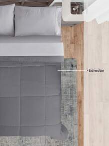 Edredón Duvet Matrimonial Dos Vistas Suave Acolchonado - Gris - Ver 5