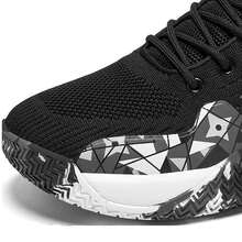 Men's Basketball Shoes - Camo Training Shoes With Shock Absorbent Tech & Non-Slip Soles. Breathable Mesh For Superior Comfort. - Black and White - View 4